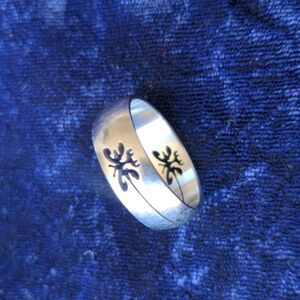 Size 12 band ring with two laser cut butterflies, unisex